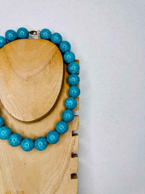 Azul Statement Authenthic Turquoise Stone Bold Necklace Day Night Necklace