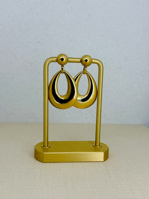 Tear-drop style design dangle large statement unique earring is crafted from hypoallergenic stainless steel