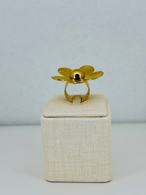 Morning Glory Statement Ring Large floral Hypoallergenic stainless steel