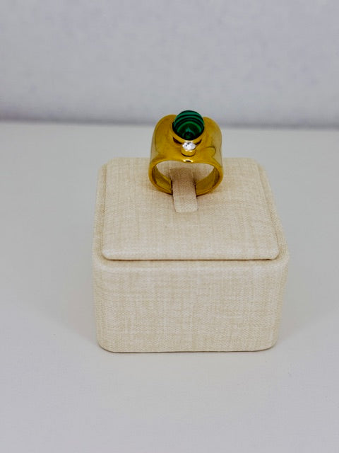 Verde Statement Large Heart shape hypoallergenic ring studded crystal white stone moon and star ring
