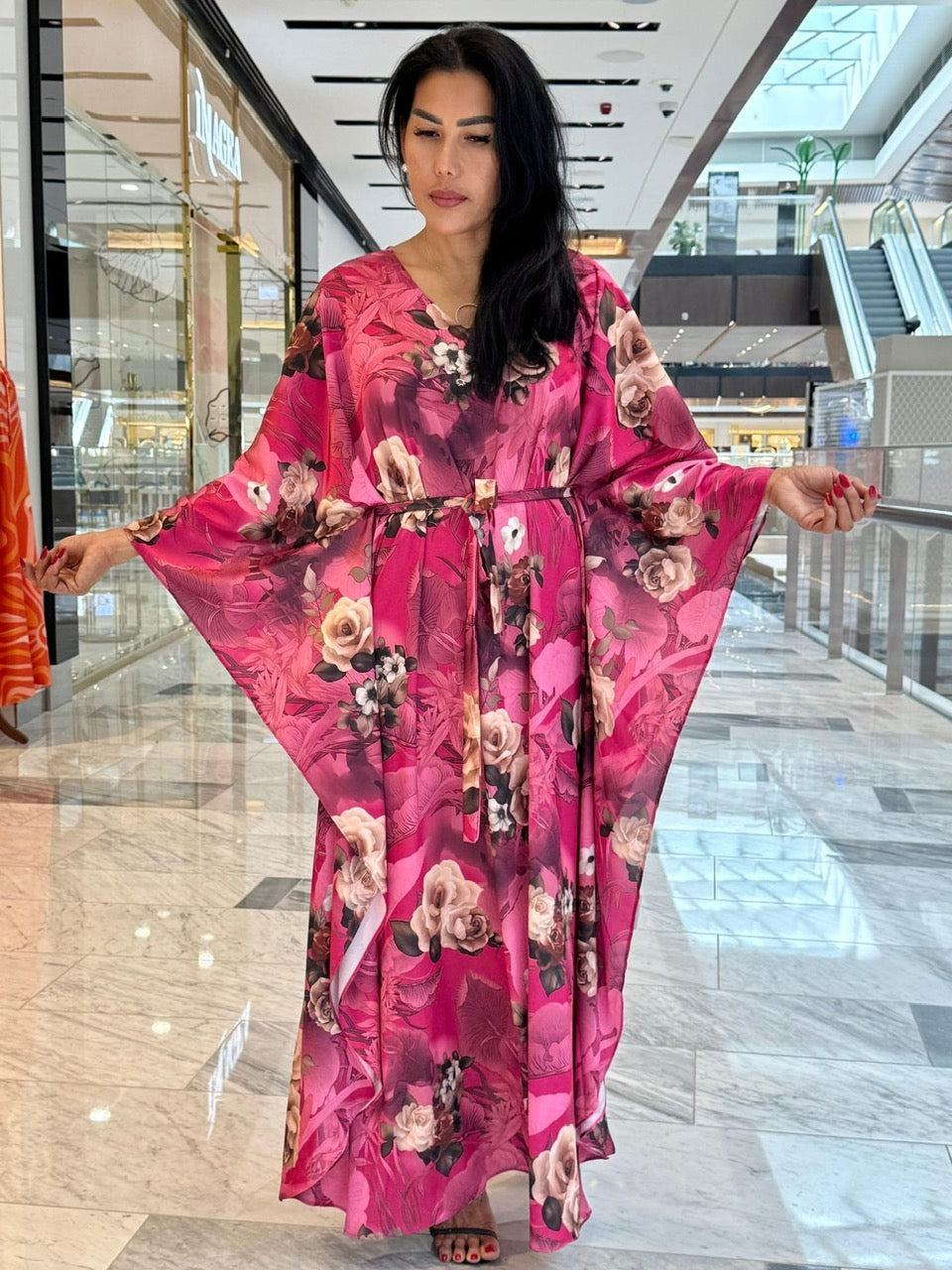 Magenta Elegant Beautiful Rosie floral lounge weekend silk summer caftan Kaftan