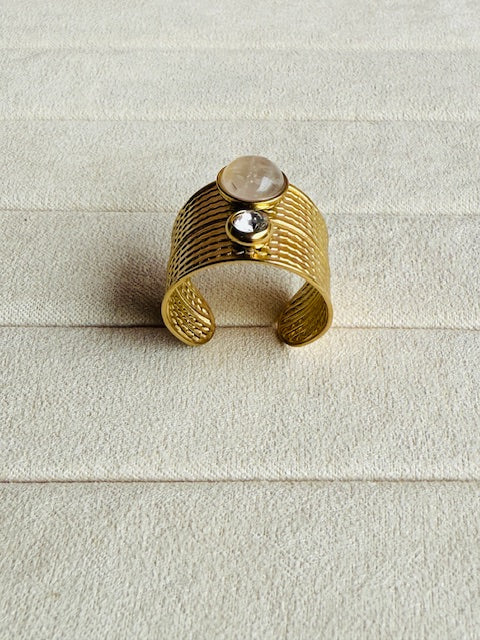 Moon & Star studded stones hypoallegenic stainless steel statement elegant unique  ring