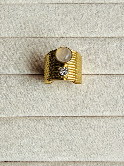 Moon & Star studded stones hypoallegenic stainless steel statement elegant unique  ring