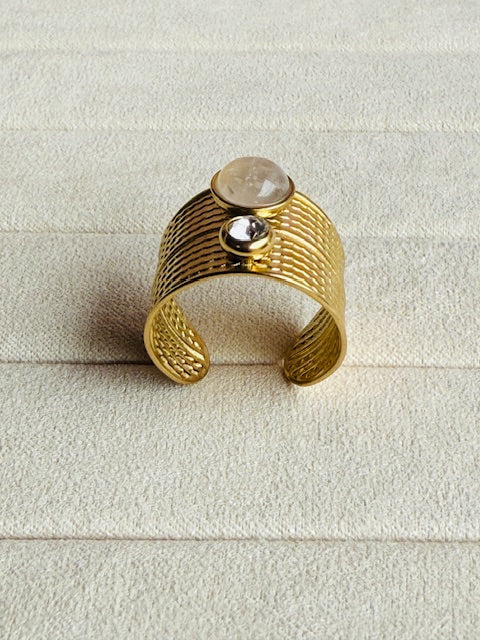 Moon & Star studded stones hypoallegenic stainless steel statement elegant unique  ring