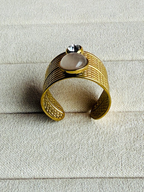 Moon & Star studded stones hypoallegenic stainless steel statement elegant unique  ring