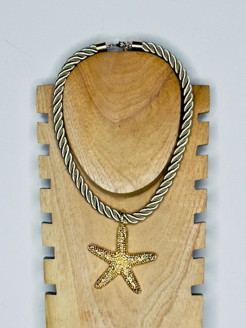 Gold Statement Large Starfish charm necklace crafted from hypoallergenic stainless steel soft eco chain