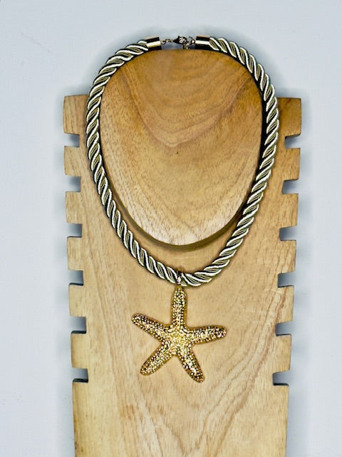 Gold Statement Large Starfish charm necklace crafted from hypoallergenic stainless steel soft eco chain