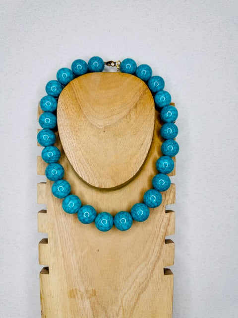 Azul Statement Authenthic Turquoise Stone Bold Necklace Day Night Necklace