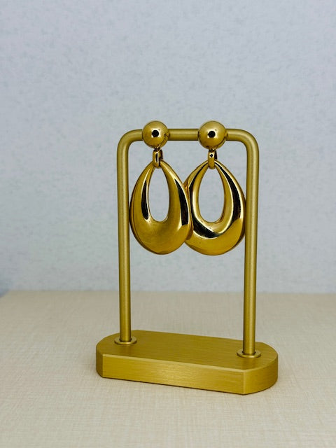 Tear-drop style design dangle large statement unique earring is crafted from hypoallergenic stainless steel