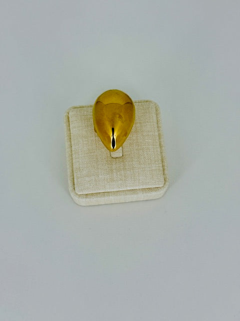 Tear-drop style shape hypoallegenic stainless steel bold unique ring adjustable to finger size