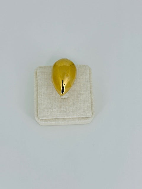 Tear-drop style shape hypoallegenic stainless steel bold unique ring adjustable to finger size