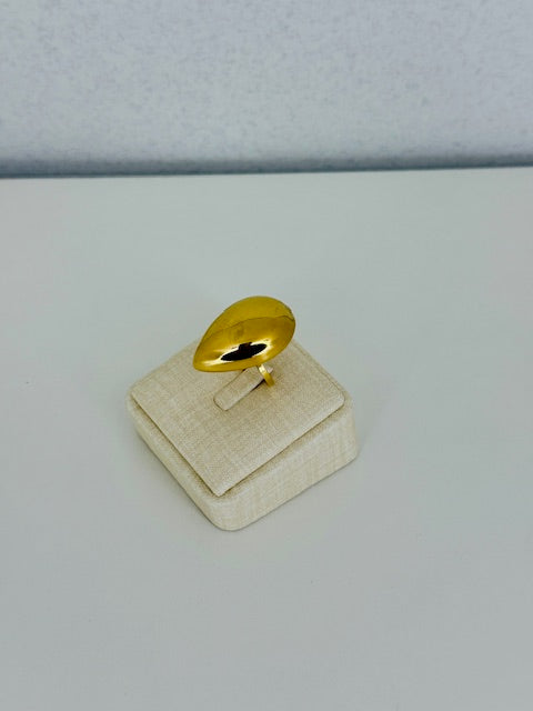 Tear-drop style shape hypoallegenic stainless steel bold unique ring adjustable to finger size