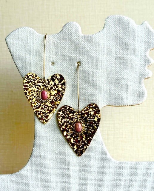 Heart Island statement Grande large studded stone hypoallegenic stainless steel Water resistant earring
