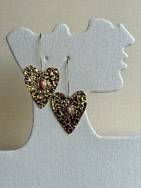 Heart Island statement Grande large studded stone hypoallegenic stainless steel Water resistant earring